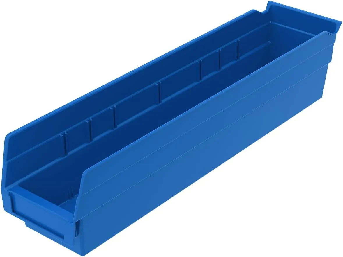 Akro-Mils Plastic Storage Bins Bundle - 30128 (18"x4"x4") and 30130 (12"x6"x4") Sets