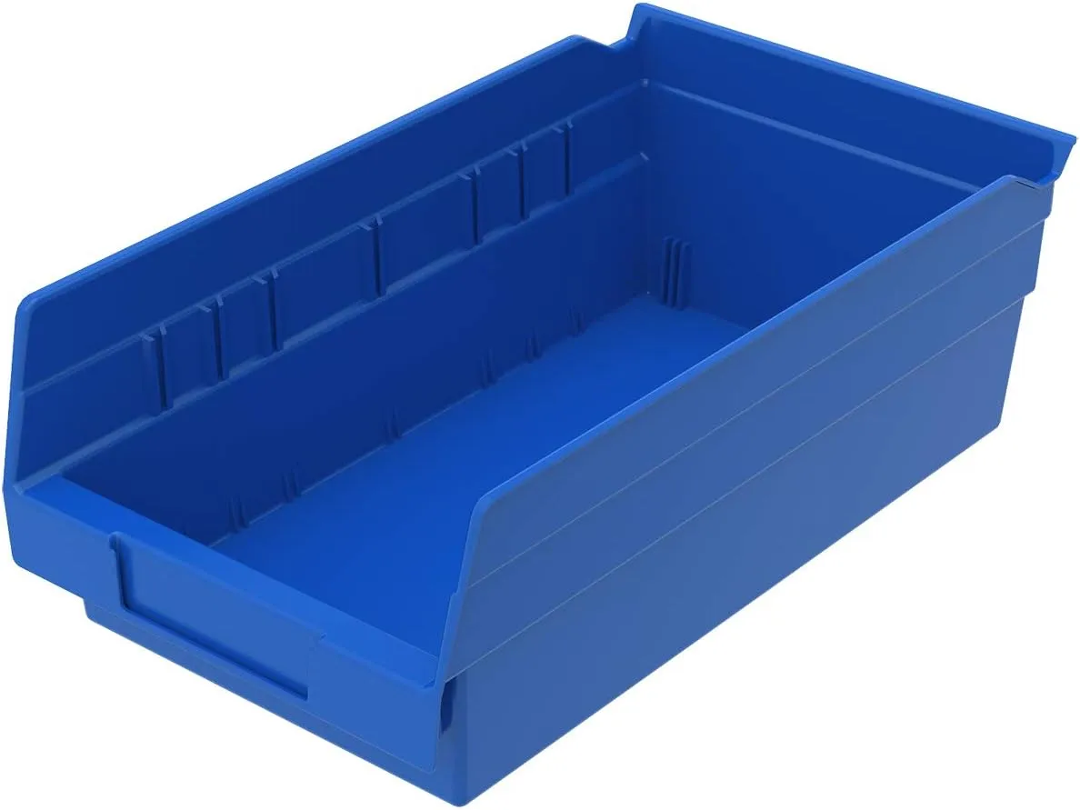Akro-Mils Plastic Storage Bins Bundle - 30128 (18"x4"x4") and 30130 (12"x6"x4") Sets