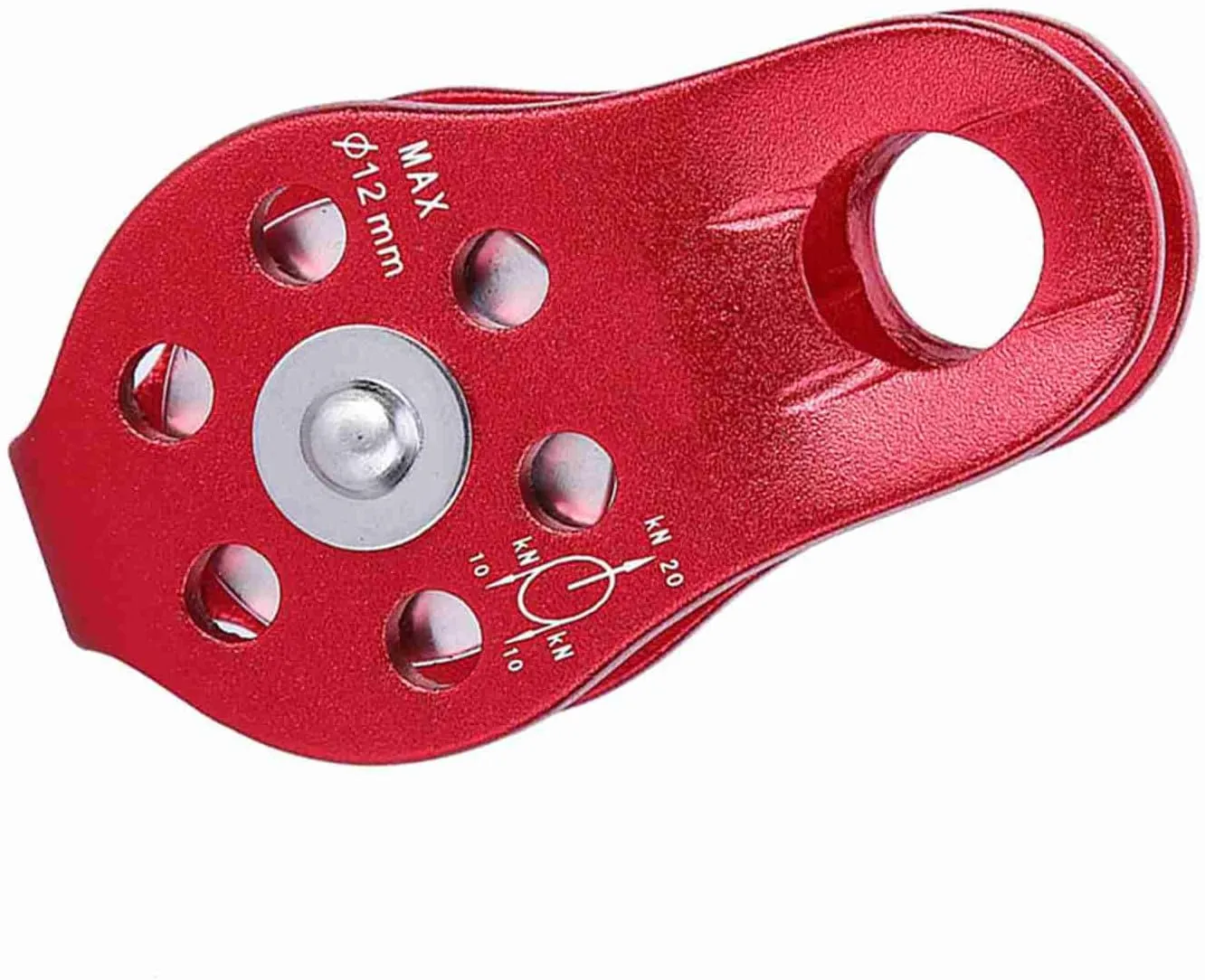 Aluminium Alloy Heavy Duty Single Rope Pulley Block Climbing Safety Equipment Accessory, 1000kg Pull Strength Pulley for 8-12mm Rope, Smooth Rotation, Multi Use, Super, Red,