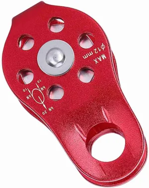 Aluminium Alloy Heavy Duty Single Rope Pulley Block Climbing Safety Equipment Accessory, 1000kg Pull Strength Pulley for 8-12mm Rope, Smooth Rotation, Multi Use, Super, Red,