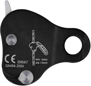 Aluminum Alloy Climbing Rope Grab, Self Locking Stop Descender Rappelling Gear, CE Certified for 8-13mm Ropes Climbing Tree Arborist, Efficient Stopper (Black)