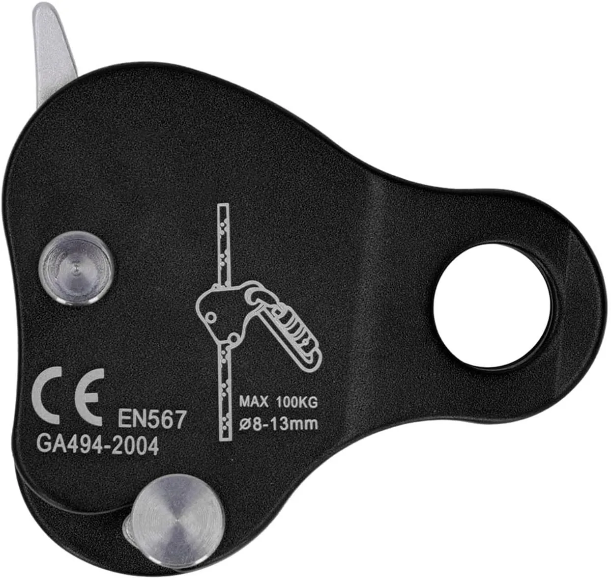 Aluminum Alloy Climbing Rope Grab, Self Locking Stop Descender Rappelling Gear, CE Certified for 8-13mm Ropes Climbing Tree Arborist, Efficient Stopper (Black)