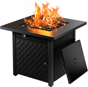 AMADA HOMEFURNISHING 32" Propane Fire Pit, CSA Certified, 60,000 BTU Auto-Ignition Gas Fire Pit Table, Stainless Steel Burner and Lava Rocks, Outdoor Garden Backyard Patio