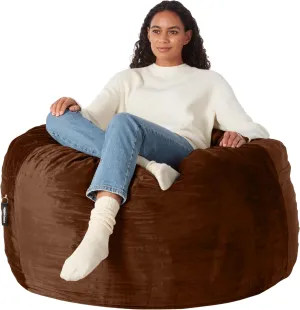 Amazon Basics Extra Large Bean Bag Chair Lounger, 4 ft Memory Foam Filled, Microfiber Cover, Brown, Solid