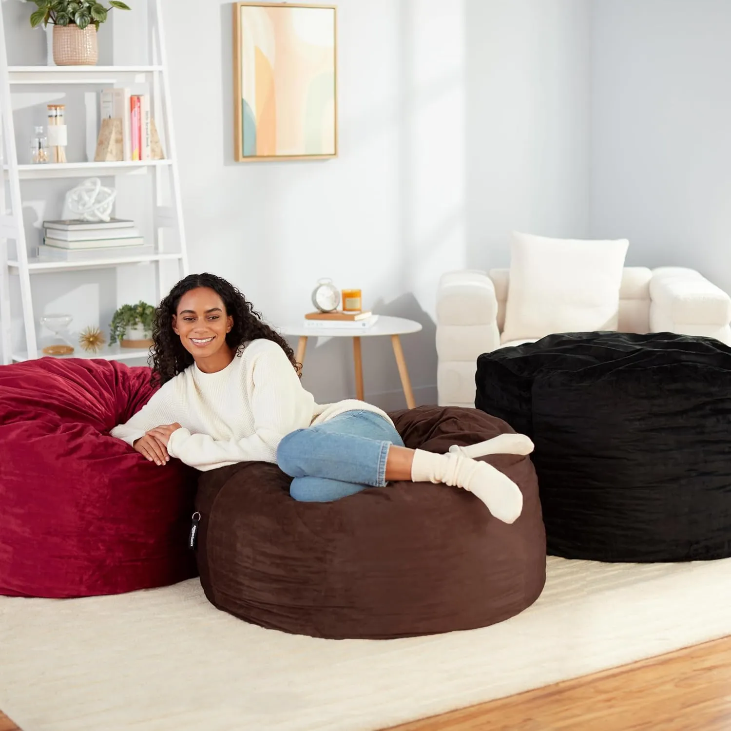 Amazon Basics Extra Large Bean Bag Chair Lounger, 4 ft Memory Foam Filled, Microfiber Cover, Brown, Solid