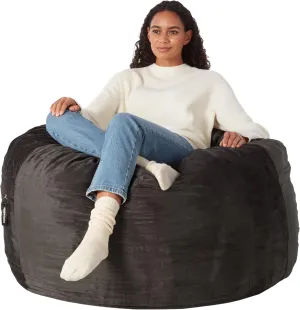 Amazon Basics Extra Large Bean Bag Chair Lounger, 4 ft Memory Foam Filled, Microfiber Cover, Solid Grey