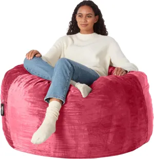 Amazon Basics Extra Large Bean Bag Chair Lounger, 4 ft Memory Foam Filled, Microfiber Cover, Solid Pink