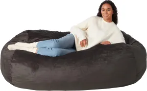 Amazon Basics Large Bean Bag Chairs for Adults, 6 ft Grey Memory Foam Filled with Solid Microfiber Cover