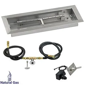American Fire Glass 18-in x 6-in Stainless Steel Drop-in Fire Pit Pan with Spark Ignition Kit - SS-AFPPKIT-18