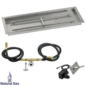 American Fire Glass 36-in x 12-in Stainless Steel Drop-in Fire Pit Pan with Spark Ignition Kit - SS-AFPPKIT-36