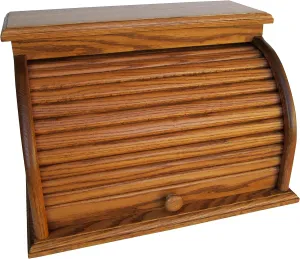 Amish Valley Products Roll Top Bread Box Storage Solid Wood Bin Wooden (Chestnut)
