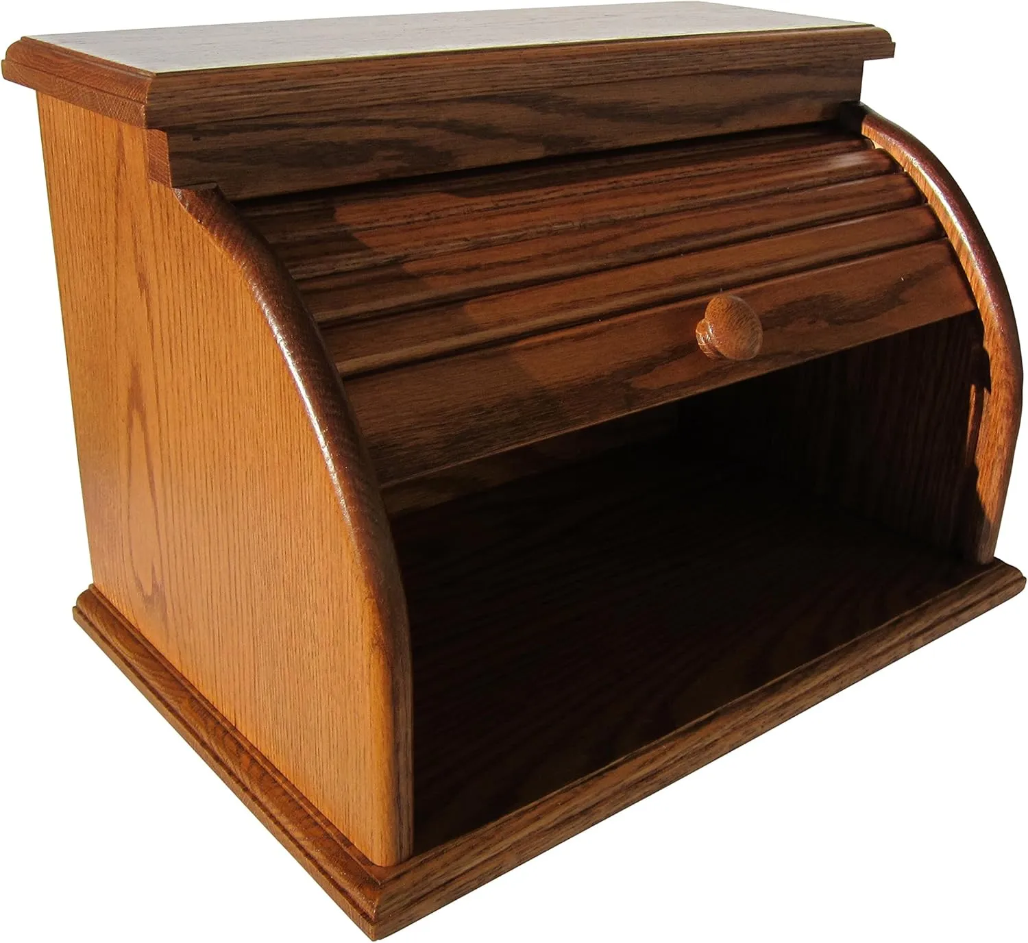 Amish Valley Products Roll Top Bread Box Storage Solid Wood Bin Wooden (Chestnut)