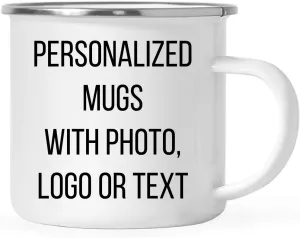 Andaz Press Personalized 11oz. Stainless Steel Custom Campfire Coffee Mug, Custom Mug With Picture, Logo, or Text, Includes Gift Box