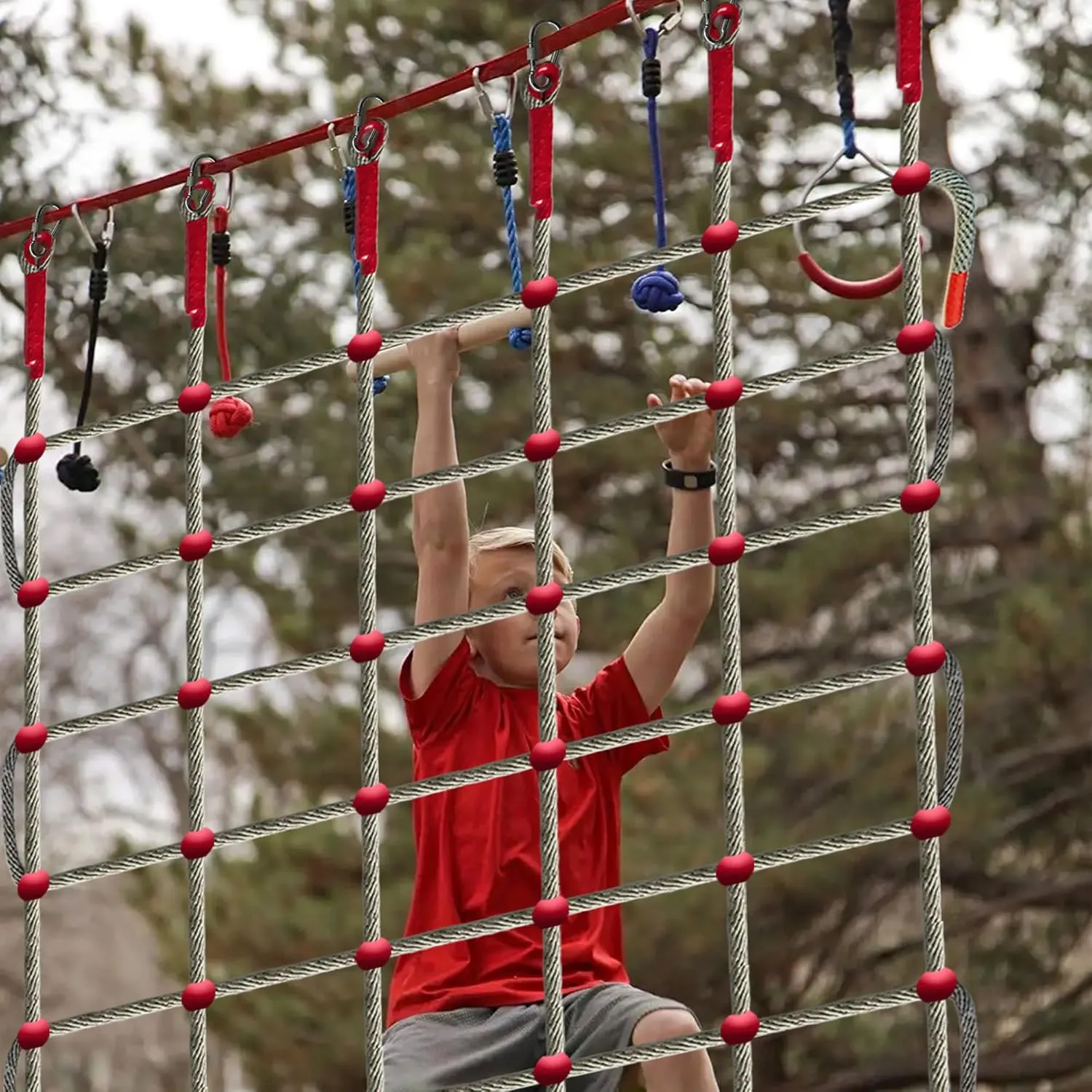 ANDEREW Premium Heavy-Duty Climbing Net & Rope Ladder - 6 Sizes, Versatile for Indoor/Outdoor, Kids' Jungle Gyms, Swingset, Treehouse, Safety Protection Net (5V & 12H (100" L x 32" W))