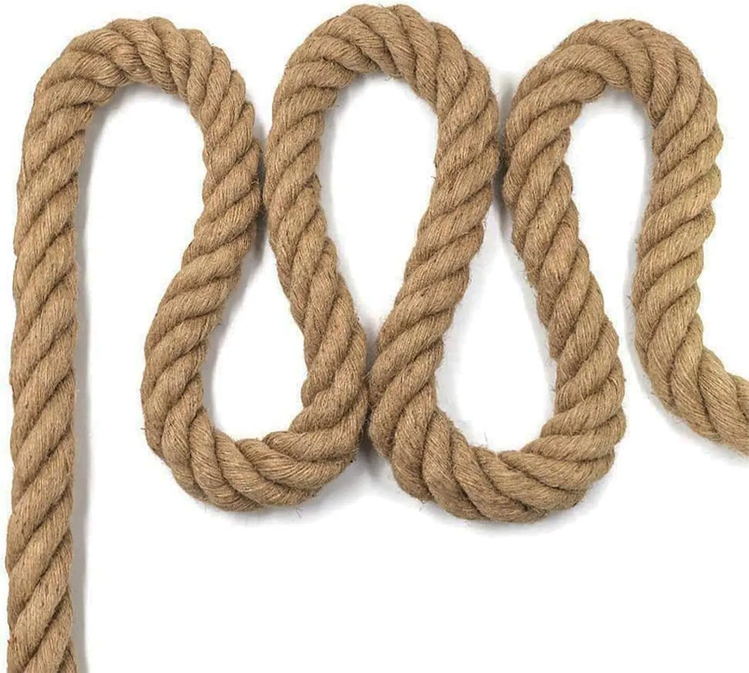 Aoneky Jute Rope - 1.18/1.5/2 Inch Twisted Hemp Rope for Crafts, Climbing, Anchor, Hammock, Nautical, Cat Scratching Post, Tug of War, Decorate (7/8 Inch x 96 Feet)