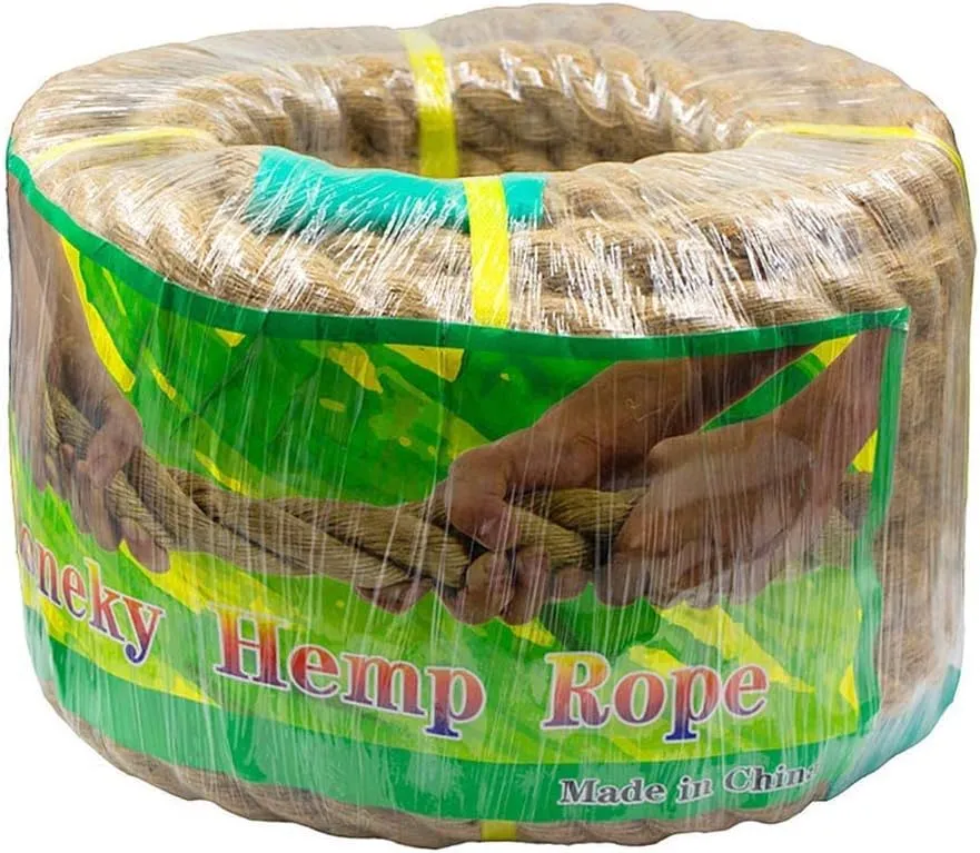 Aoneky Jute Rope - 1.18/1.5/2 Inch Twisted Hemp Rope for Crafts, Climbing, Anchor, Hammock, Nautical, Cat Scratching Post, Tug of War, Decorate (7/8 Inch x 96 Feet)