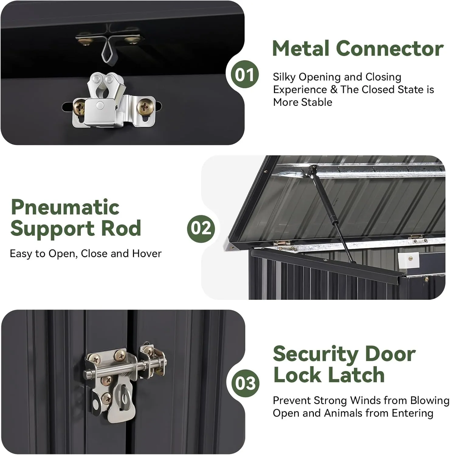 Aoxun 3.3' x 5.6' Metal Storage Shed - Waterproof Outdoor Garbage Can Organizer with Chain Lid, Ideal for Trash Bins, Toys, Garden Tools - Perfect for Garden, Backyard, & Patio Use