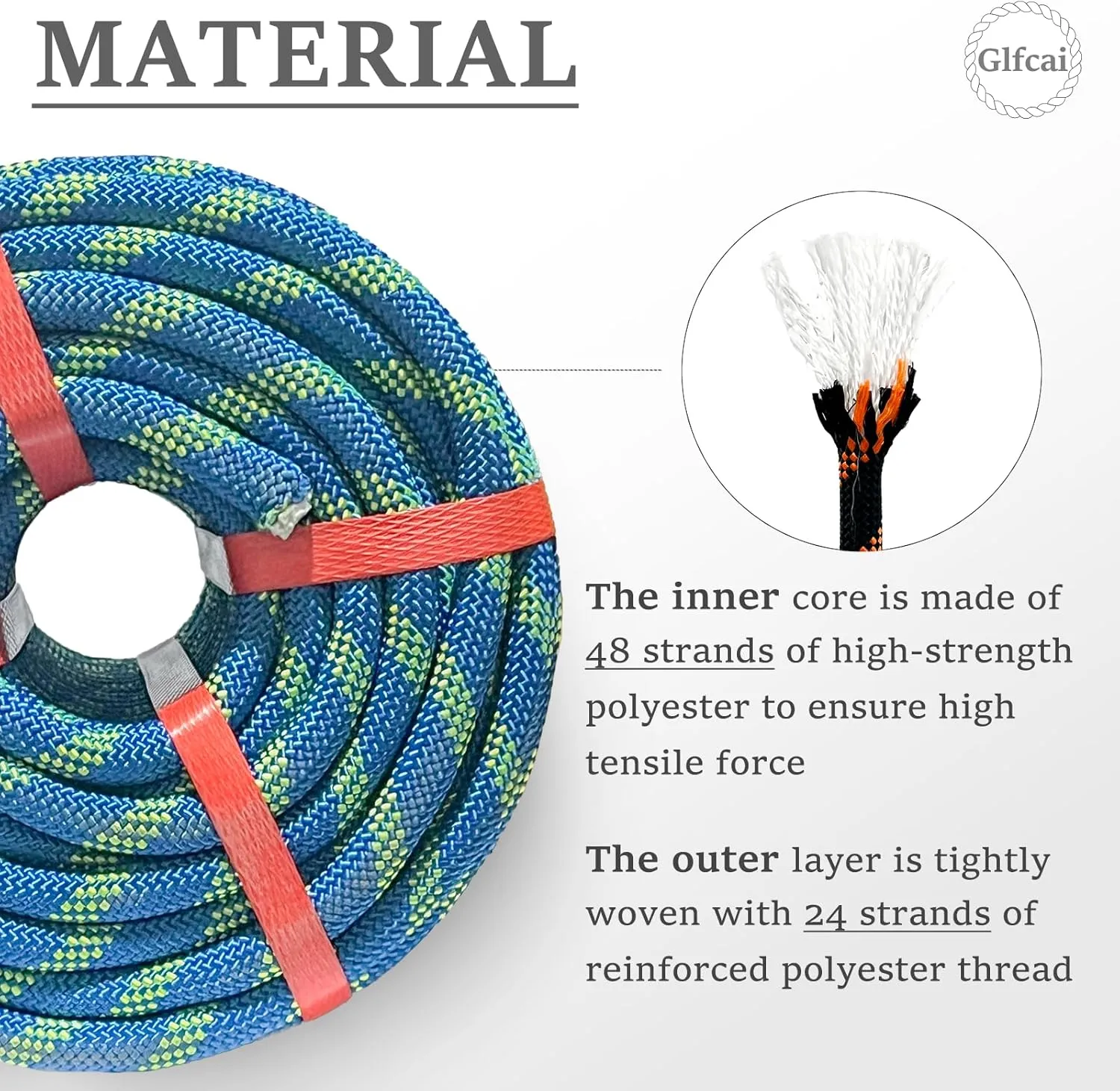Arborist Rigging Rope 1/2 in x 150 Ft Blue Bull Rope Polyester Braided Arborist Rope 1/2 inch 48 Strands 150 Feet for Various Outdoor Applications Construction Climbing Swing Sailing