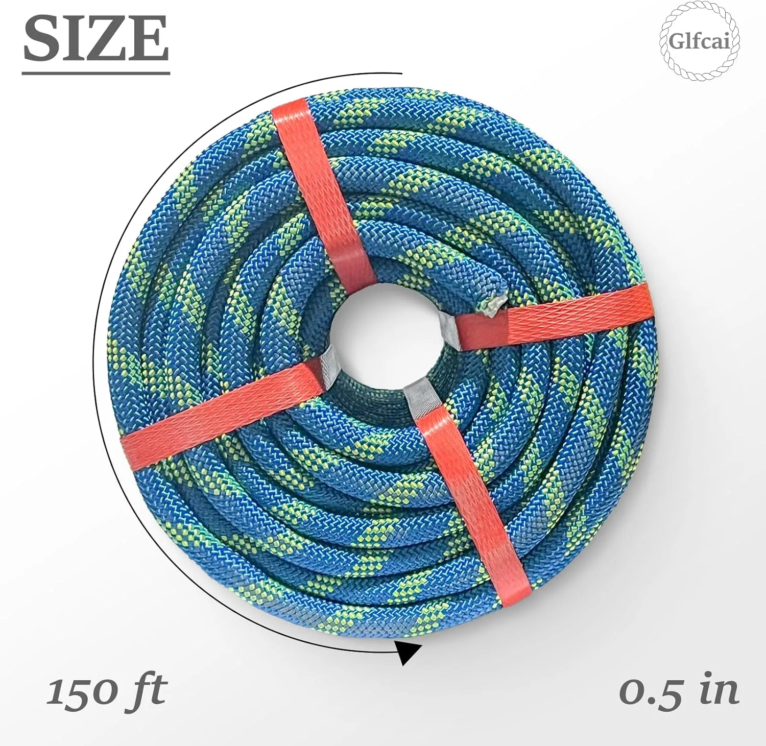 Arborist Rigging Rope 1/2 in x 150 Ft Blue Bull Rope Polyester Braided Arborist Rope 1/2 inch 48 Strands 150 Feet for Various Outdoor Applications Construction Climbing Swing Sailing