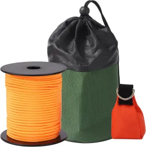 Arborist Throw Line Kit, Arborist Throw Weight and Line Kit, 164’ Ultra Slick Polyester Rope and 14Oz Throw Bag, Arborist Equipment Suitable for High Limb Throwing