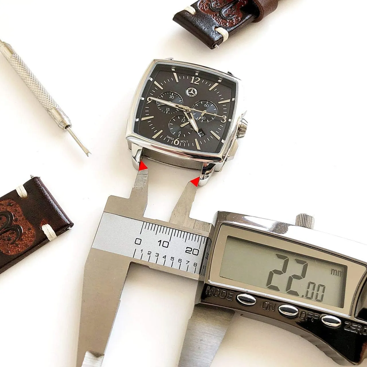 Aries Zodiac Set Genuine Brown Leather 22mm Tooled Embossed Crafted Band Strap Bracelet Watch Kit for Watches and 25" Inch Pendant Necklace