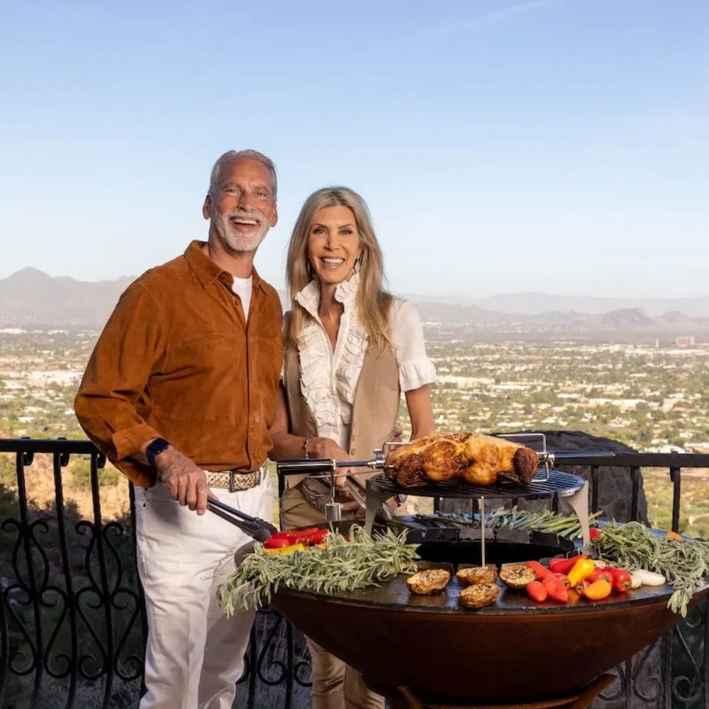 Arteflame 22-Inch Euro Base Portable Corten Steel Fire Pit with Cooktop