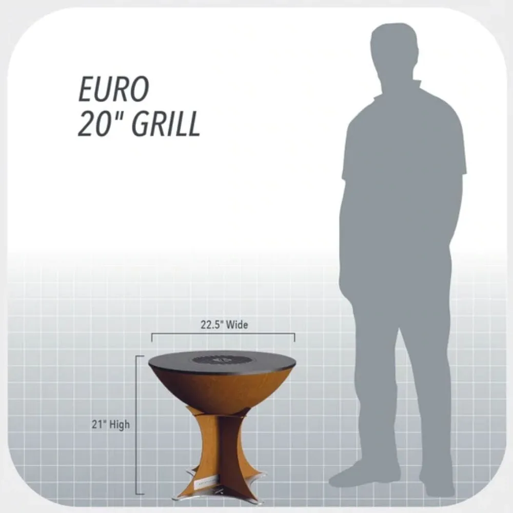Arteflame 22-Inch Euro Base Portable Corten Steel Fire Pit with Cooktop