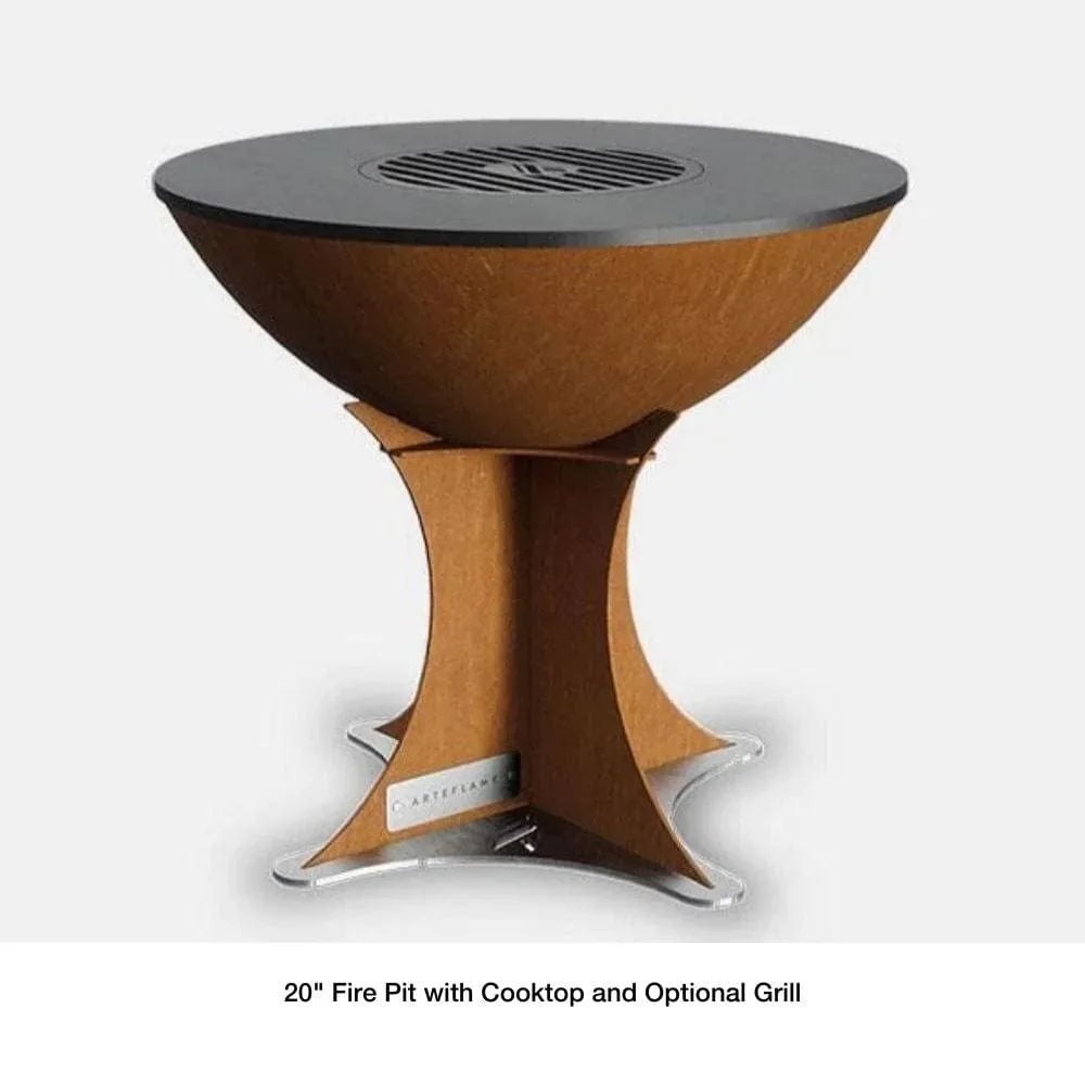 Arteflame 22-Inch Euro Base Portable Corten Steel Fire Pit with Cooktop