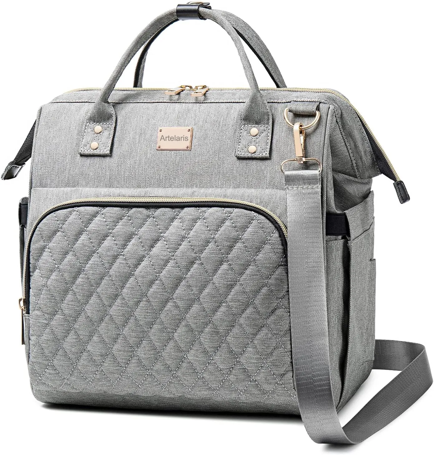 Artelaris Women's Insulated Lunch Box, Adults Large Cooler Tote, Leakproof Reusable Lunch Bag in Grey