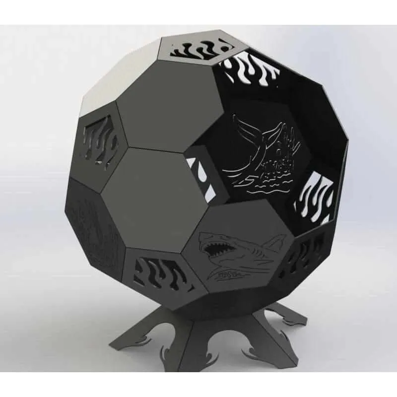 Artistic Ball Fire Pit DXF for CNC | Coral Reefs Design