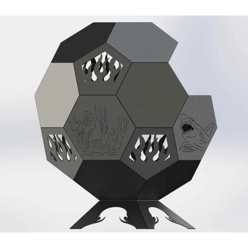 Artistic Ball Fire Pit DXF for CNC | Coral Reefs Design