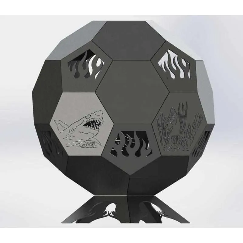 Artistic Ball Fire Pit DXF for CNC | Coral Reefs Design