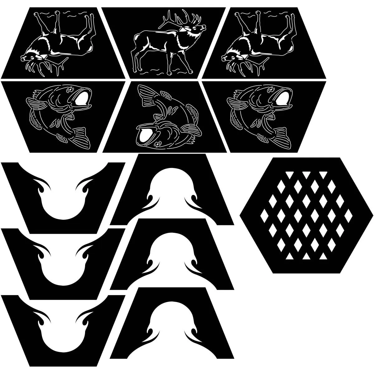 Artistic Hexagon Fire Pit DXF for CNC | Deer and Fish Design