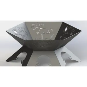 Artistic Hexagon Fire Pit DXF for CNC | Deer and Fish Design