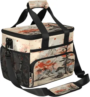 Asian Japanese Chinese Insulated Large Lunch Bag Lunchbox Reusable Leakproof Cooler Bags with Shoulder Strap for Adult Men Women Work Picnic