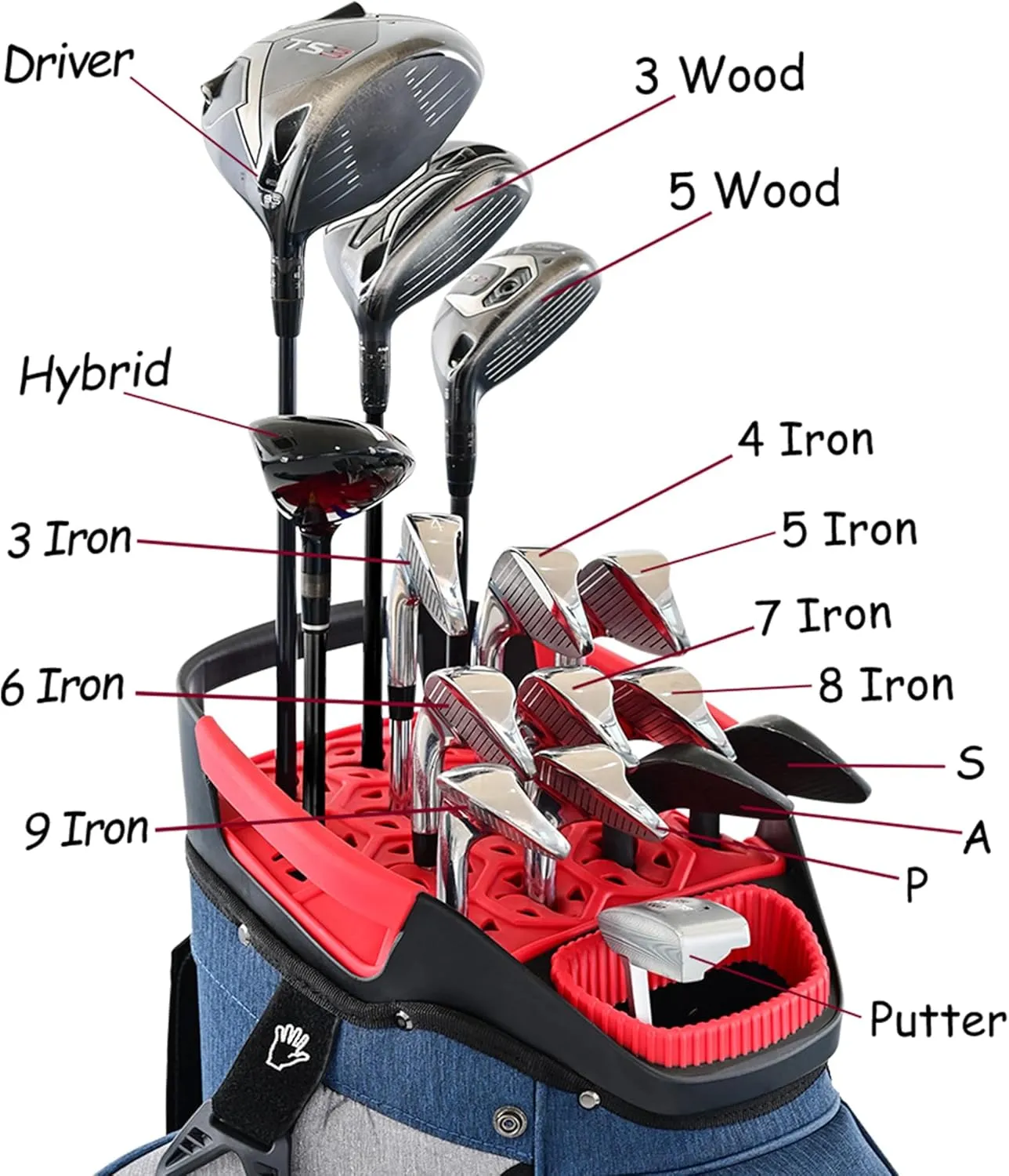 ASK ECHO 2024 SLC-130 Golf Cart Bag with 15 Way Full Length Dividers Top, Premium Soundless Golf Cart Bag with Rain Cover for Men