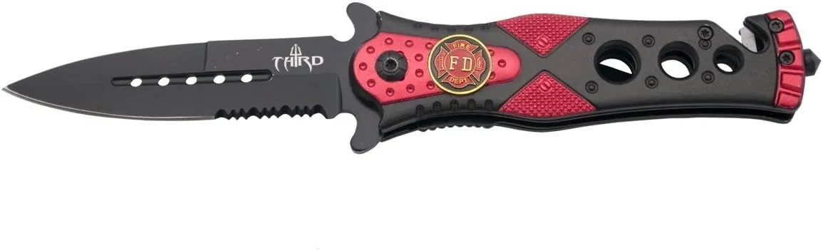 Assisted Safety Razor K2775RDS Fire Fighter Emblem with Saw Blade and Nylon Sleeve, Stainless Steel Blade 10.1 cm, 120 gr