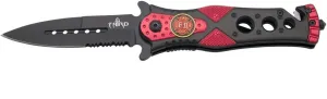 Assisted Safety Razor K2775RDS Fire Fighter Emblem with Saw Blade and Nylon Sleeve, Stainless Steel Blade 10.1 cm, 120 gr