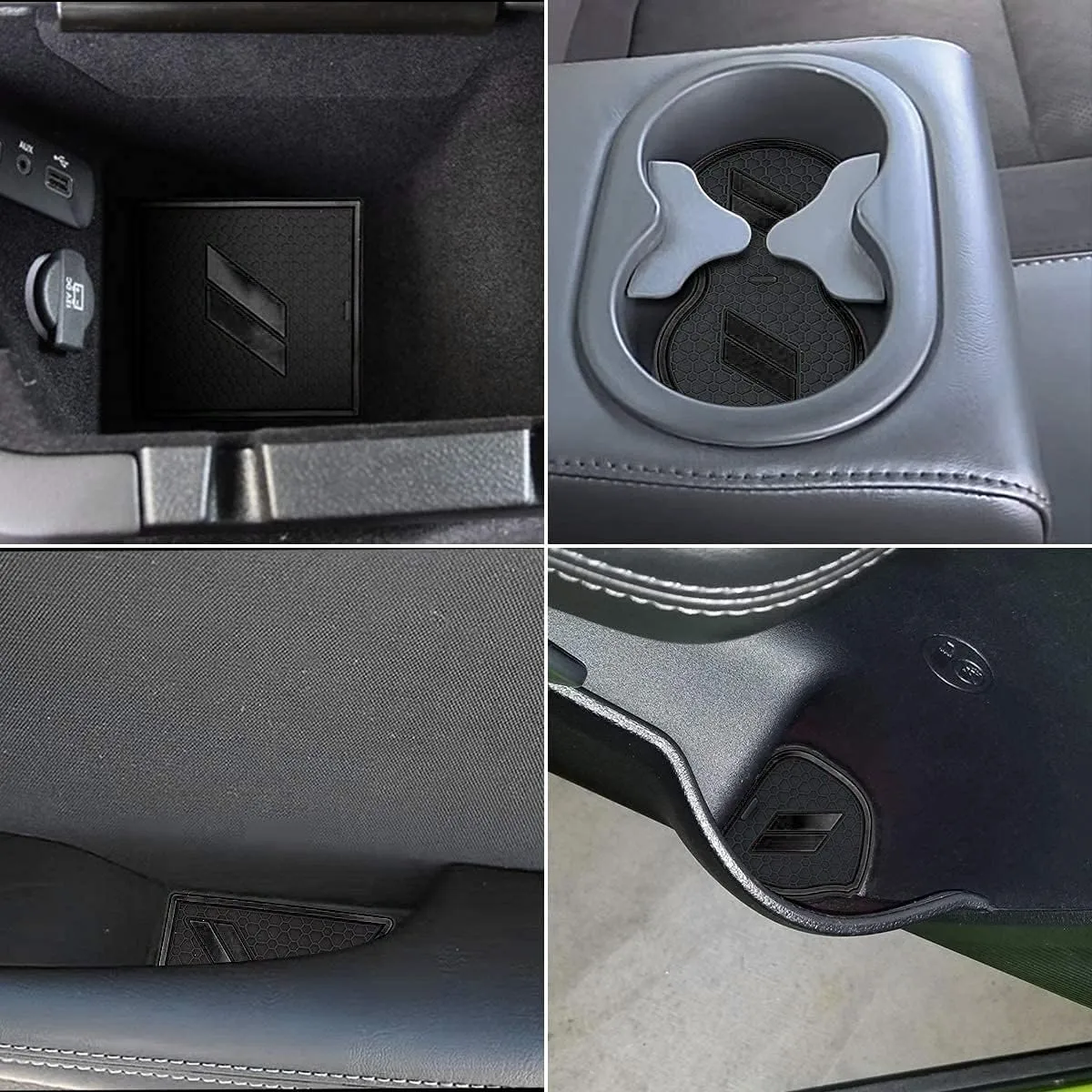 Auprite Anti Dust Mats for Dodge Challenger Accessories 2015 2016 2017 2018 2019 2020 2021 2022 2023,Custom Fits Cup Holder Liners Mats Door Pocket Center Console Liners, 11pcs/kit (Black)
