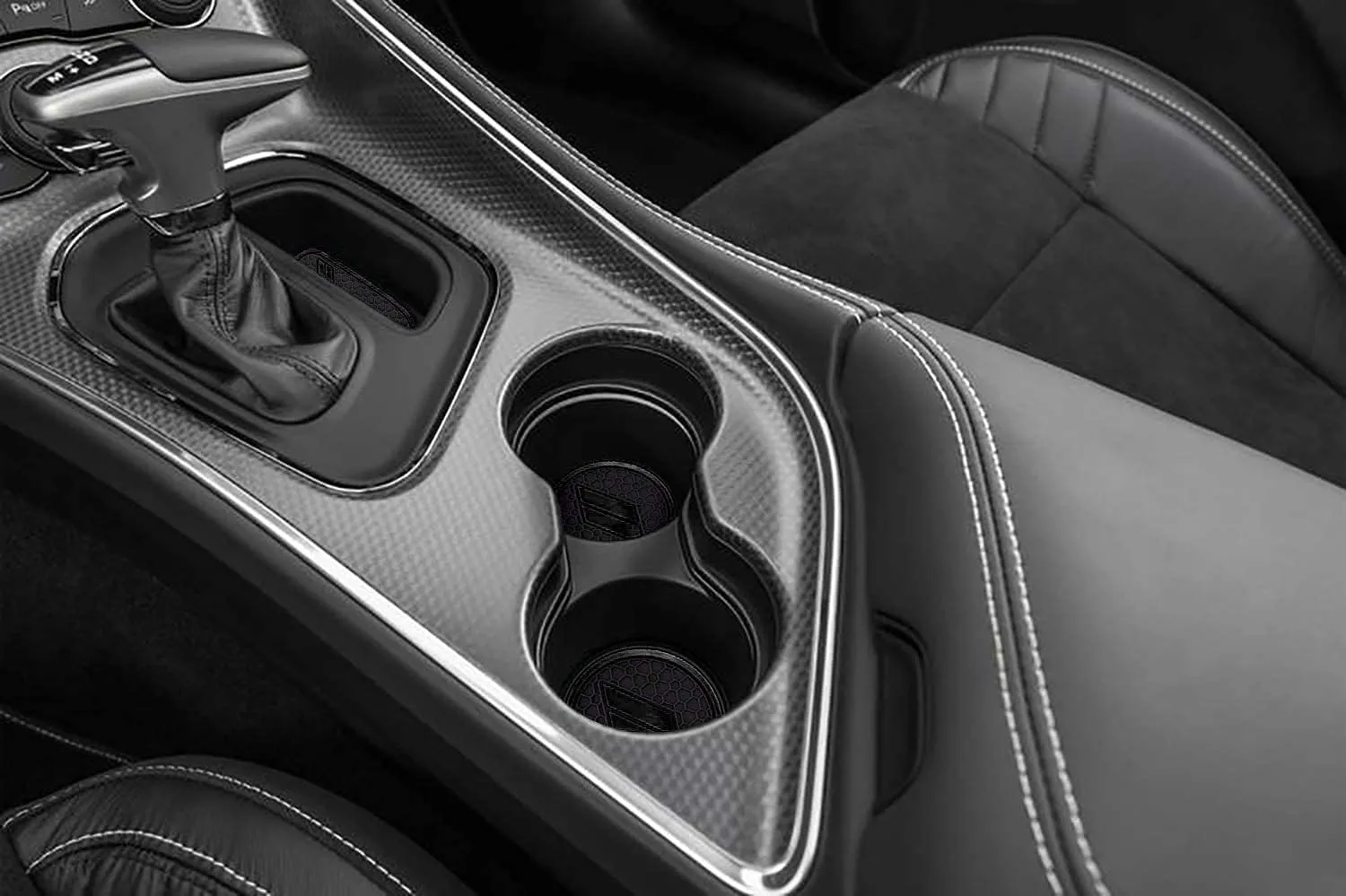 Auprite Anti Dust Mats for Dodge Challenger Accessories 2015 2016 2017 2018 2019 2020 2021 2022 2023,Custom Fits Cup Holder Liners Mats Door Pocket Center Console Liners, 11pcs/kit (Black)