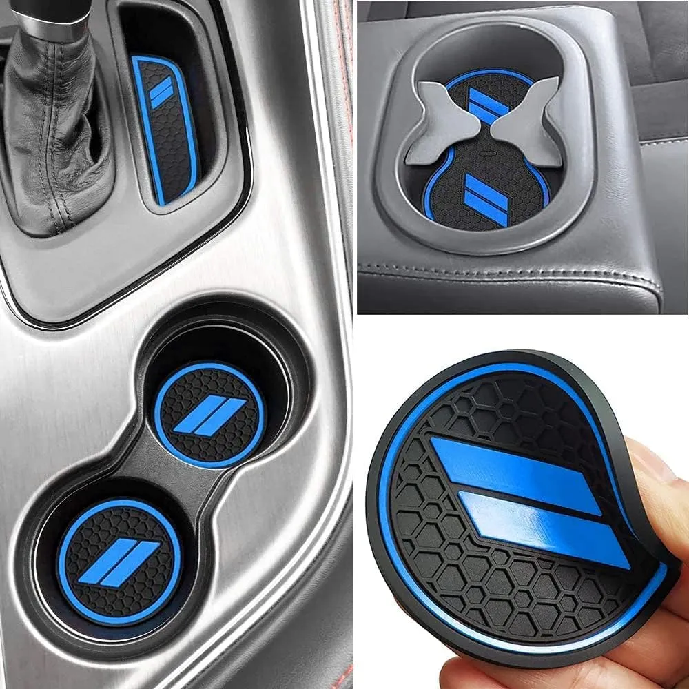 Auprite Anti Dust Mats for Dodge Challenger Accessories 2015 2016 2017 2018 2019 2020 2021 2022 2023,Custom Fits Cup Holder Liners Mats Door Pocket Center Console Liners, 11pcs/kit (Blue)
