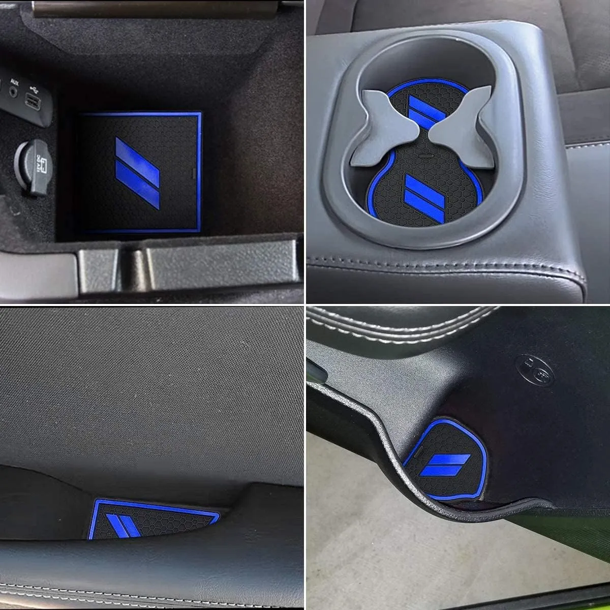 Auprite Anti Dust Mats for Dodge Challenger Accessories 2015 2016 2017 2018 2019 2020 2021 2022 2023,Custom Fits Cup Holder Liners Mats Door Pocket Center Console Liners, 11pcs/kit (Dark Blue)