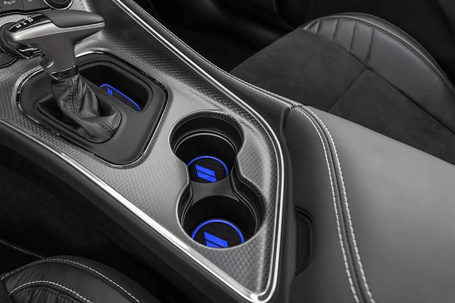 Auprite Anti Dust Mats for Dodge Challenger Accessories 2015 2016 2017 2018 2019 2020 2021 2022 2023,Custom Fits Cup Holder Liners Mats Door Pocket Center Console Liners, 11pcs/kit (Dark Blue)