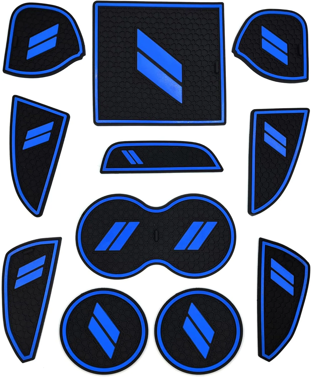 Auprite Anti Dust Mats for Dodge Challenger Accessories 2015 2016 2017 2018 2019 2020 2021 2022 2023,Custom Fits Cup Holder Liners Mats Door Pocket Center Console Liners, 11pcs/kit (Dark Blue)