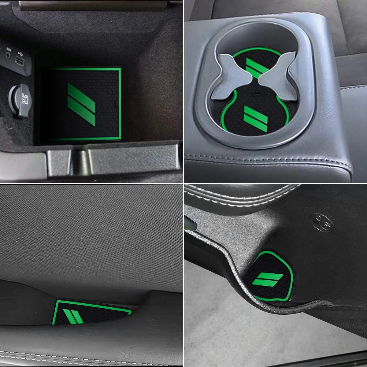 Auprite Anti Dust Mats for Dodge Challenger Accessories 2015 2016 2017 2018 2019 2020 2021 2022 2023,Custom Fits Cup Holder Liners Mats Door Pocket Center Console Liners, 11pcs/kit (Dark Green)