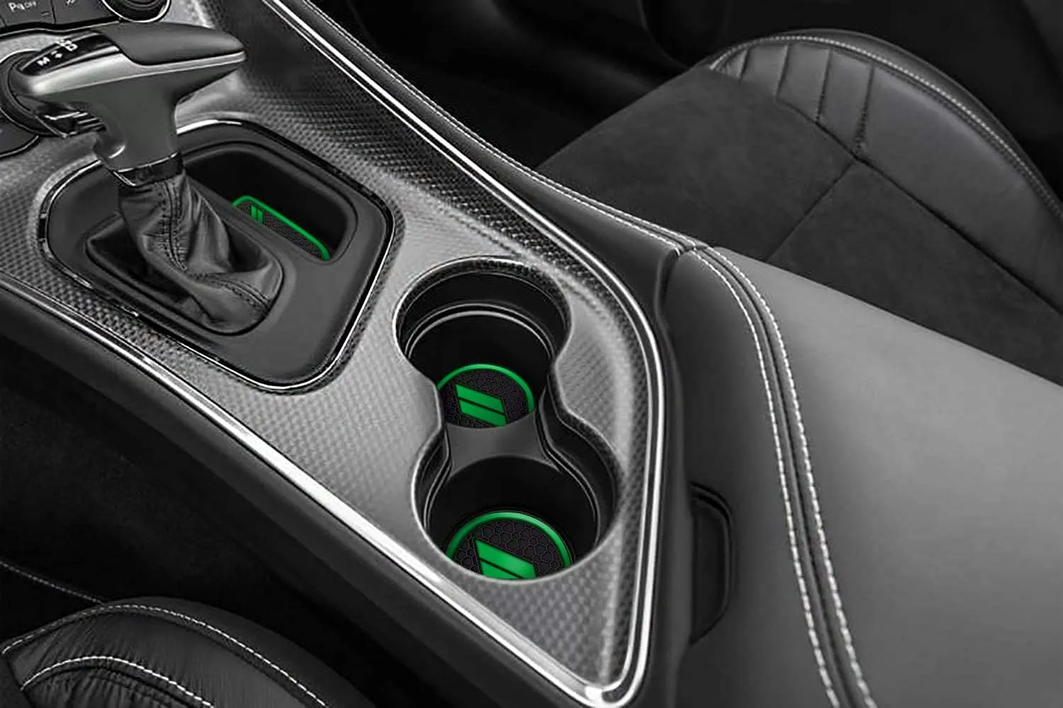 Auprite Anti Dust Mats for Dodge Challenger Accessories 2015 2016 2017 2018 2019 2020 2021 2022 2023,Custom Fits Cup Holder Liners Mats Door Pocket Center Console Liners, 11pcs/kit (Dark Green)