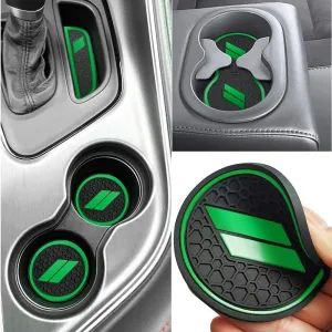 Auprite Anti Dust Mats for Dodge Challenger Accessories 2015 2016 2017 2018 2019 2020 2021 2022 2023,Custom Fits Cup Holder Liners Mats Door Pocket Center Console Liners, 11pcs/kit (Dark Green)