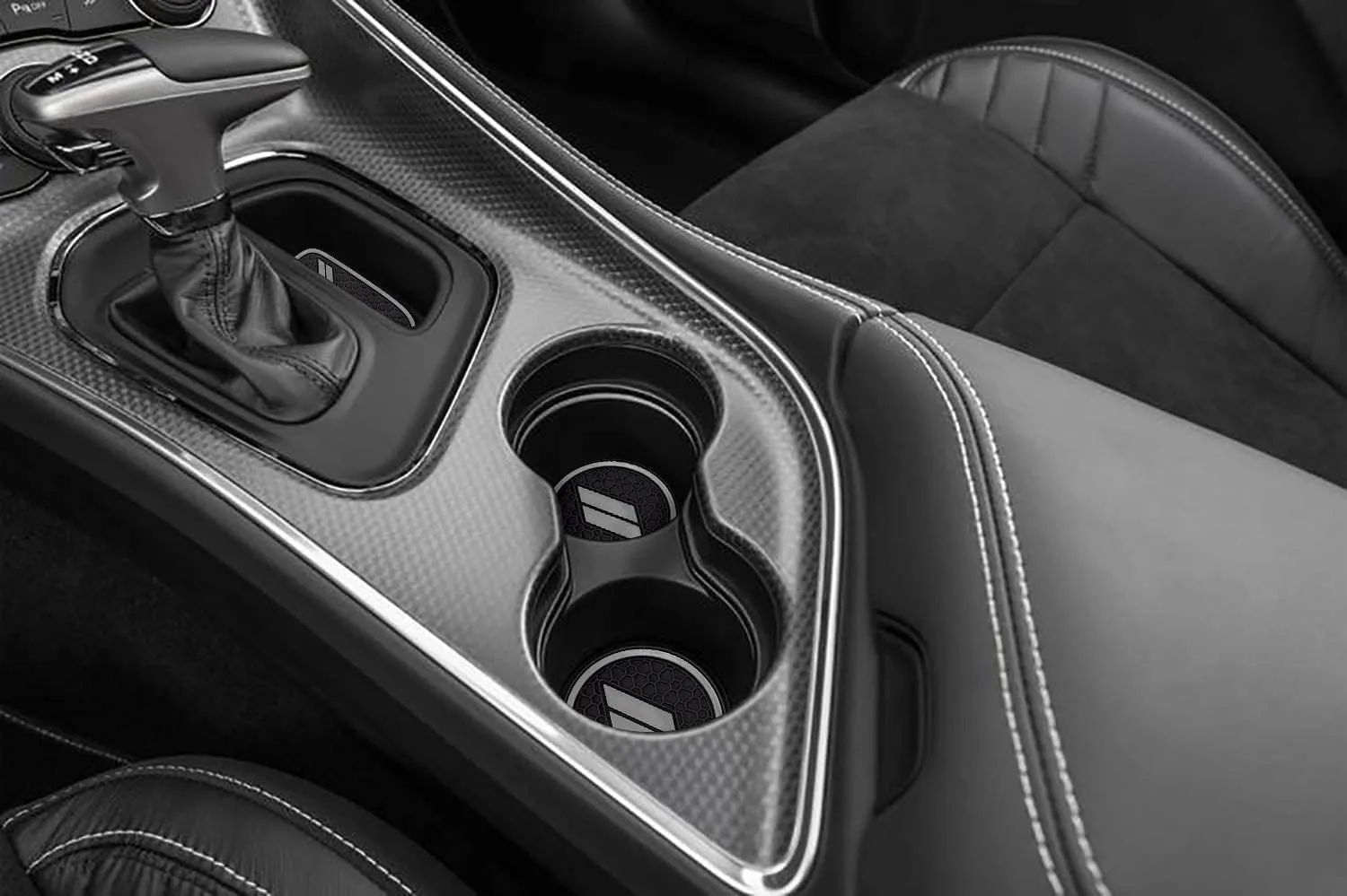Auprite Anti Dust Mats for Dodge Challenger Accessories 2015 2016 2017 2018 2019 2020 2021 2022 2023,Custom Fits Cup Holder Liners Mats Door Pocket Center Console Liners, 11pcs/kit (Gray)