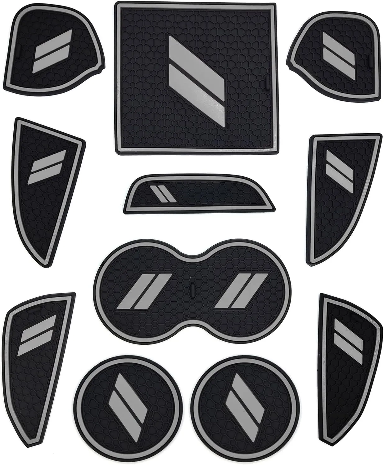 Auprite Anti Dust Mats for Dodge Challenger Accessories 2015 2016 2017 2018 2019 2020 2021 2022 2023,Custom Fits Cup Holder Liners Mats Door Pocket Center Console Liners, 11pcs/kit (Gray)