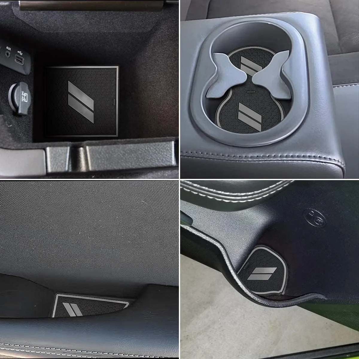 Auprite Anti Dust Mats for Dodge Challenger Accessories 2015 2016 2017 2018 2019 2020 2021 2022 2023,Custom Fits Cup Holder Liners Mats Door Pocket Center Console Liners, 11pcs/kit (Gray)